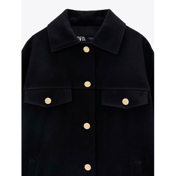 NEW Zara Wool Gold Button Shacket/Shirt Jacket S,L - Picture 5 of 5